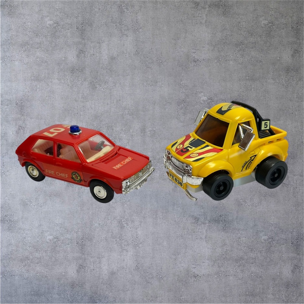 FE Toy Cars Kids Red Yellow Good Vintage VW Golf Fire Chief Safari Truck Set